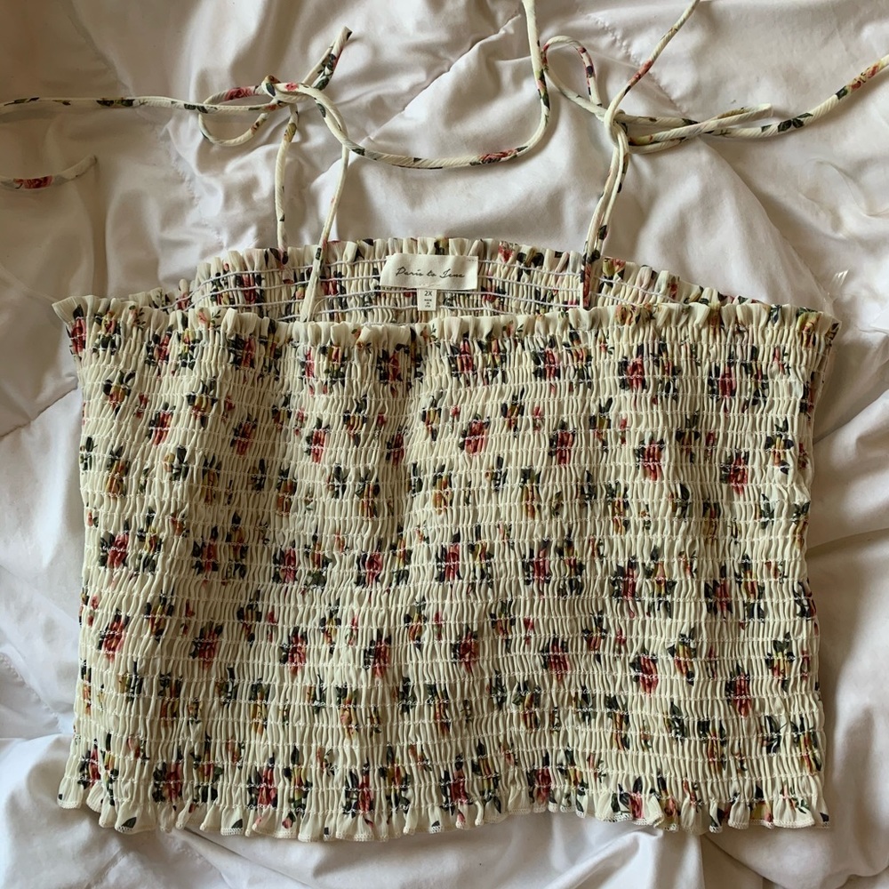 Forever 21 Floral Smocked Crop Cami